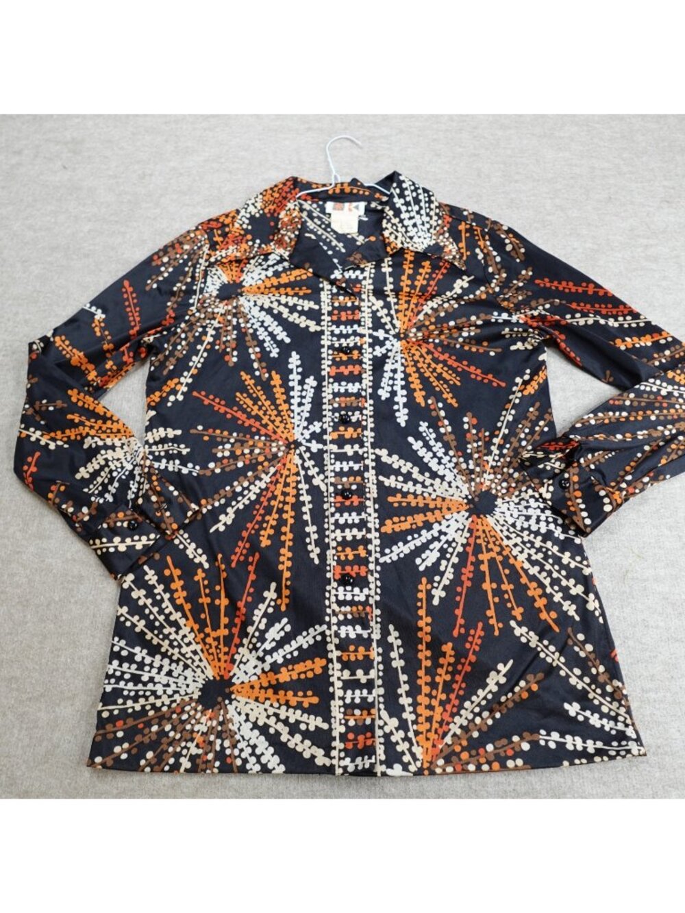 Kamehameha Womens Shirt Large Black Disco Loud 70s Vintage